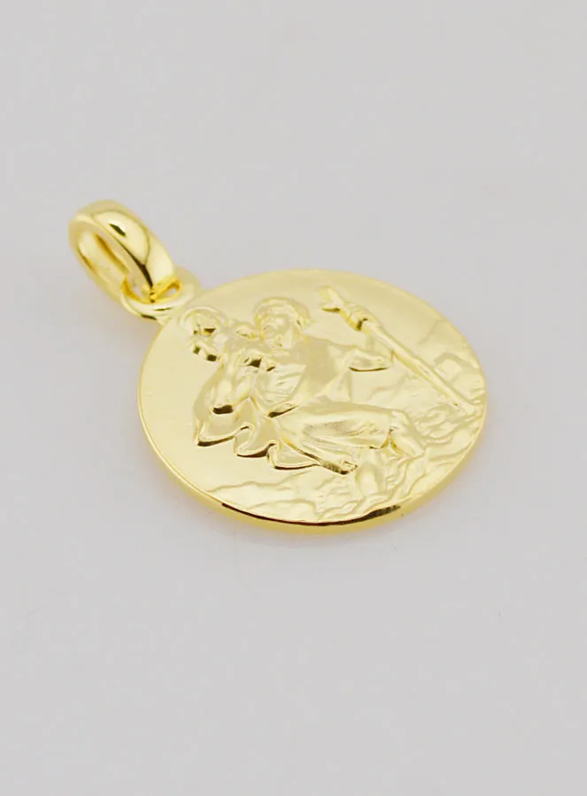 Gold Plated Medal Saint Christopher - 18mm (pic 3)