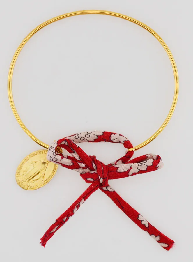 Bangle Bracelet Red Liberty and Miraculous Medal (pic 1)