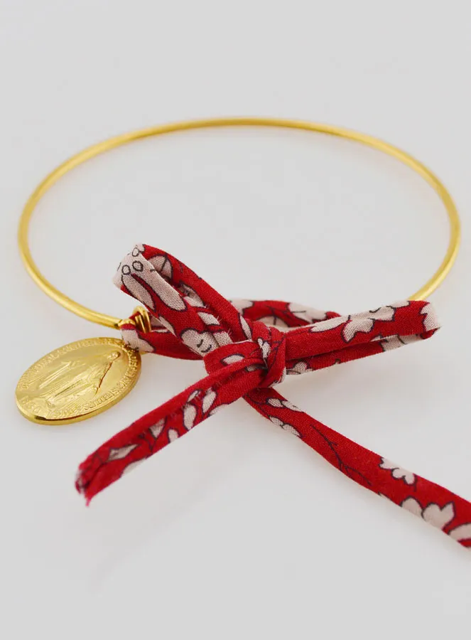 Bangle Bracelet Red Liberty and Miraculous Medal (pic 2)