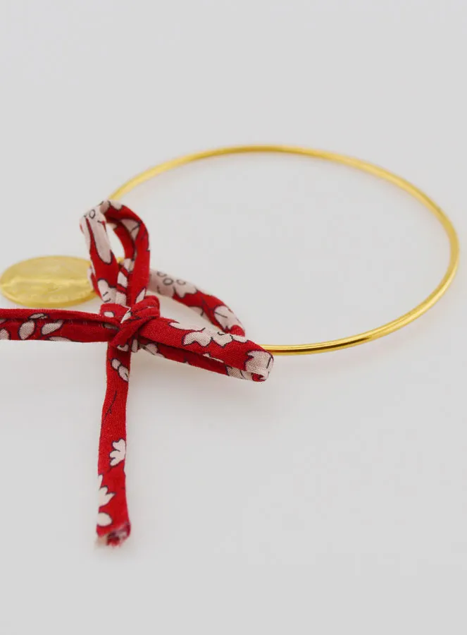 Bangle Bracelet Red Liberty and Miraculous Medal (pic 4)