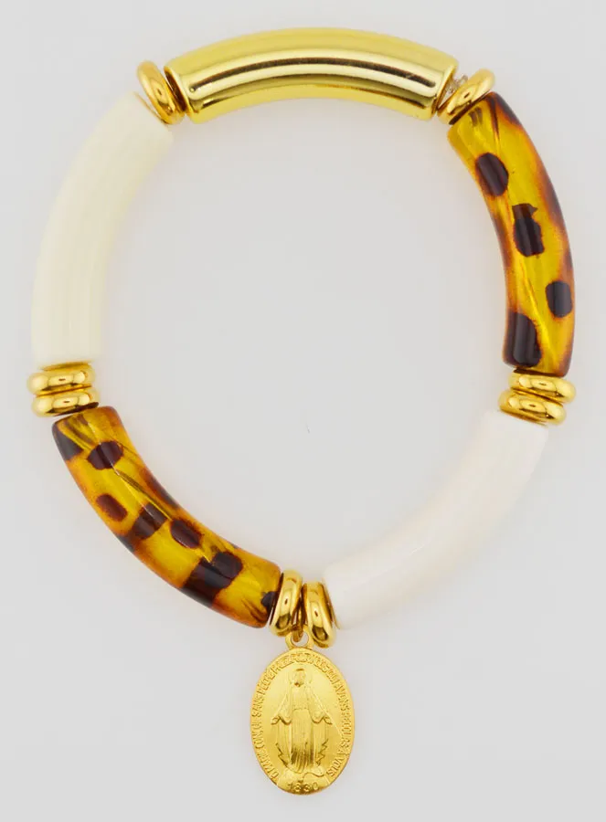 Religious Bracelet Miraculous Medal - Leopard Print (pic 1)