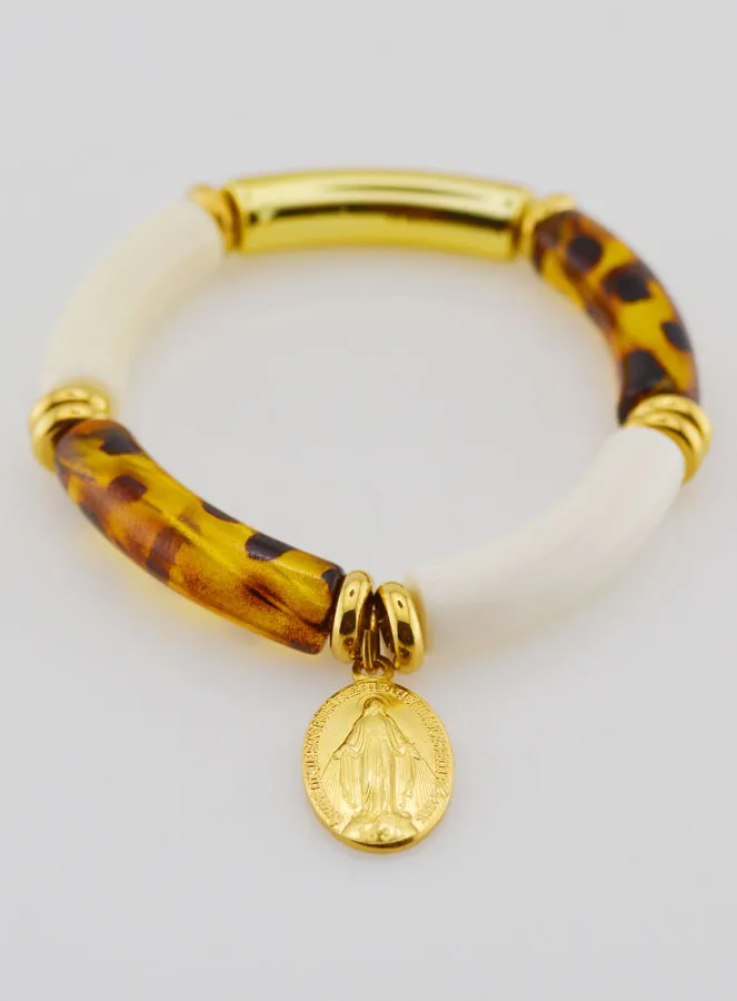 Religious Bracelet Miraculous Medal - Leopard Print (pic 2)