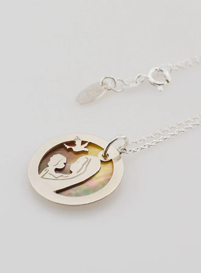 Necklace Madonna and Child with Dove - Silver and Mother-of-Pearl (pic 1)