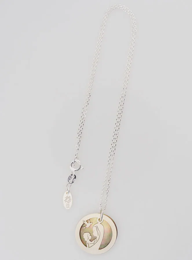 Necklace Madonna and Child with Dove - Silver and Mother-of-Pearl (pic 3)