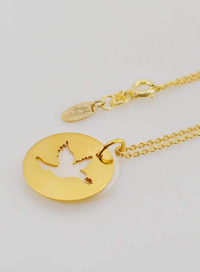 Holy Spirit Necklace - Gold Plated and Mother-of-Pearl (pic 1)