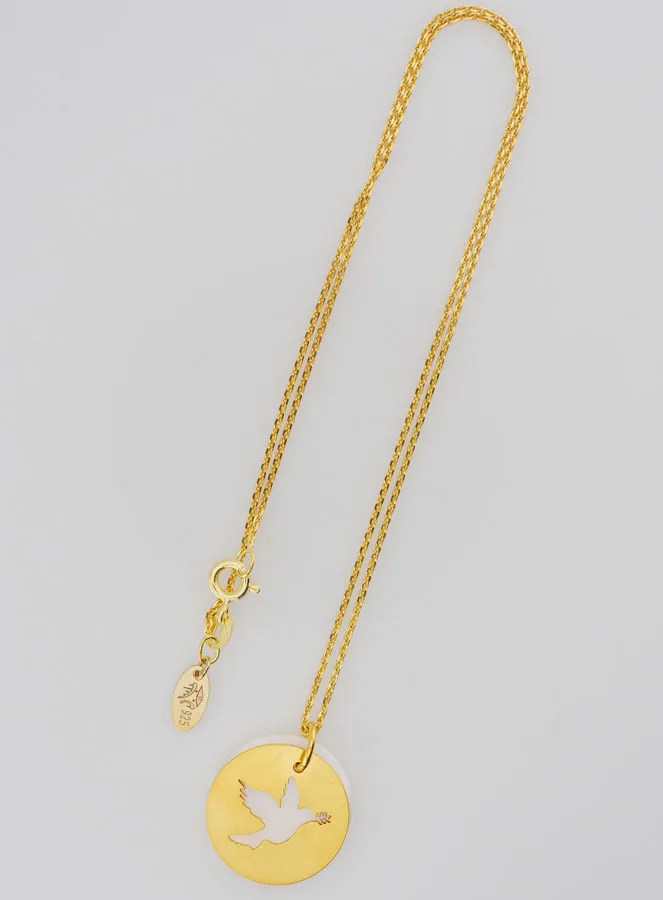 Holy Spirit Necklace - Gold Plated and Mother-of-Pearl (pic 3)