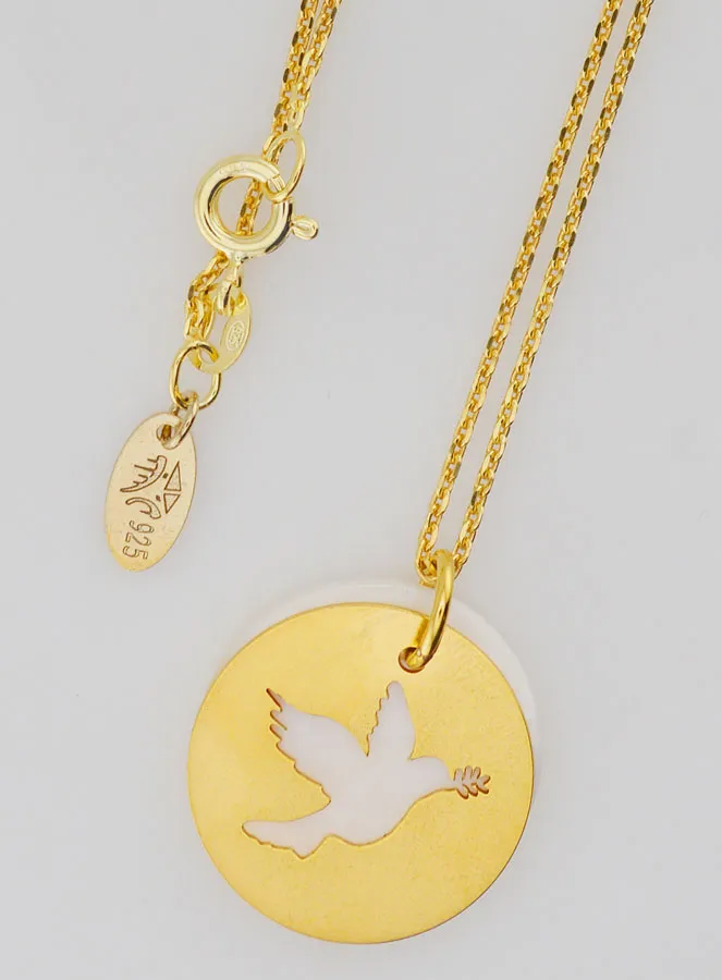 Holy Spirit Necklace - Gold Plated and Mother-of-Pearl (pic 4)