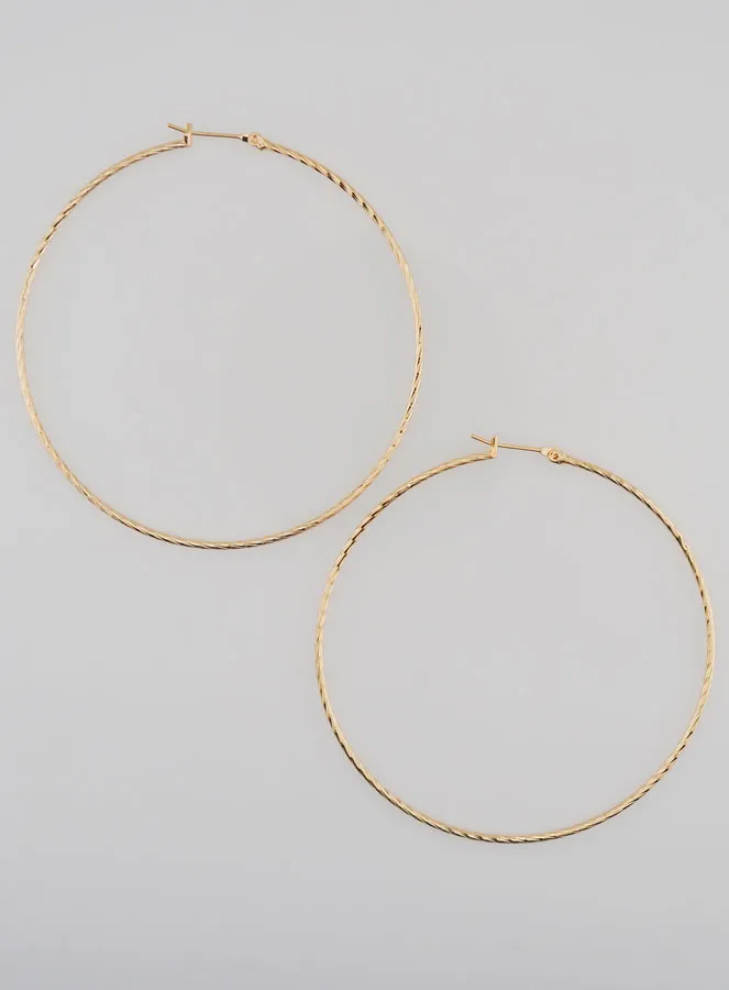 Twisted Creole Earrings Gold-Plated - 70mm (pic 1)