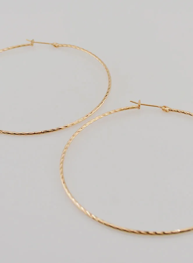 Twisted Creole Earrings Gold-Plated - 70mm (pic 2)