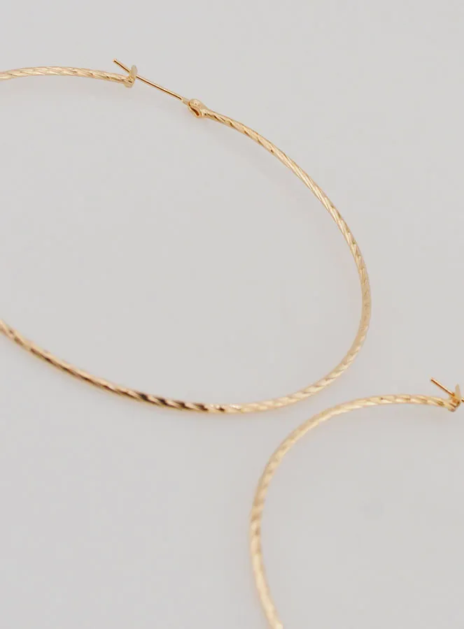 Twisted Creole Earrings Gold-Plated - 70mm (pic 3)