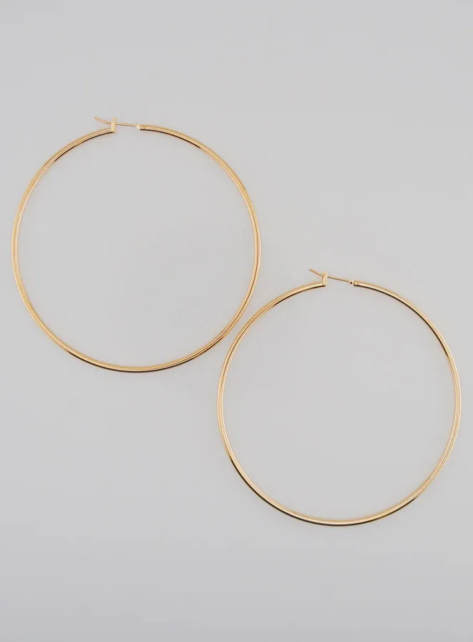 Creole Earrings 2mm Gold Plated - 70mm (pic 1)