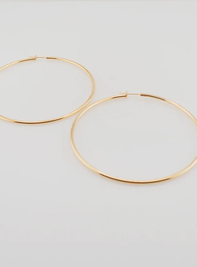 Creole Earrings 2mm Gold Plated - 70mm (pic 2)