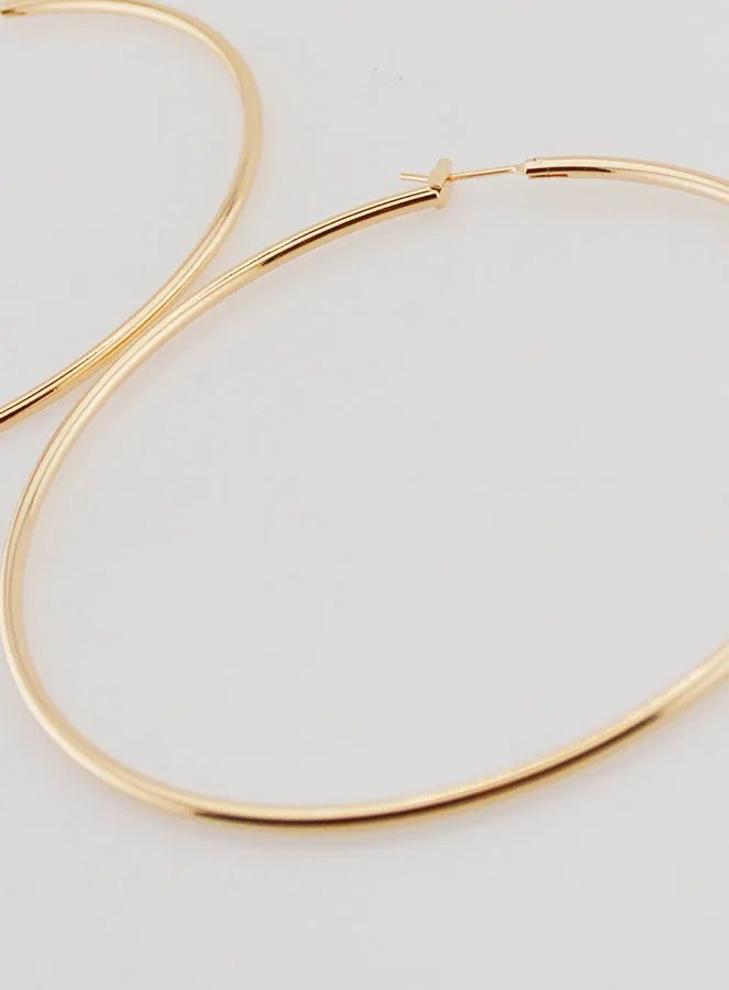 Creole Earrings 2mm Gold Plated - 70mm (pic 4)