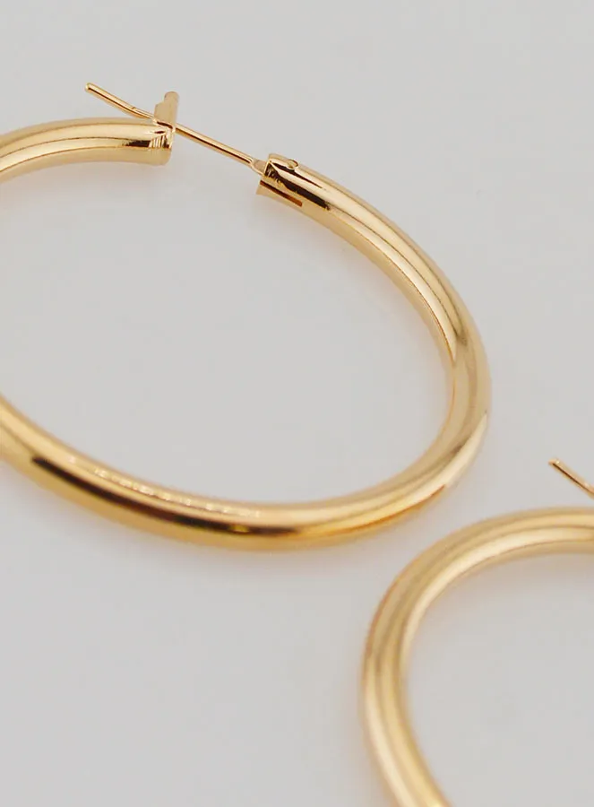 Gold Plated Creole Earrings 3mm - 40mm (pic 3)