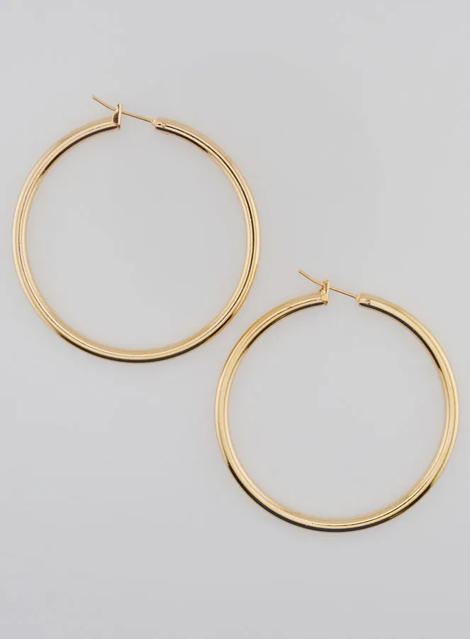 Creole Earrings 3mm Gold Plated - 50mm (pic 1)