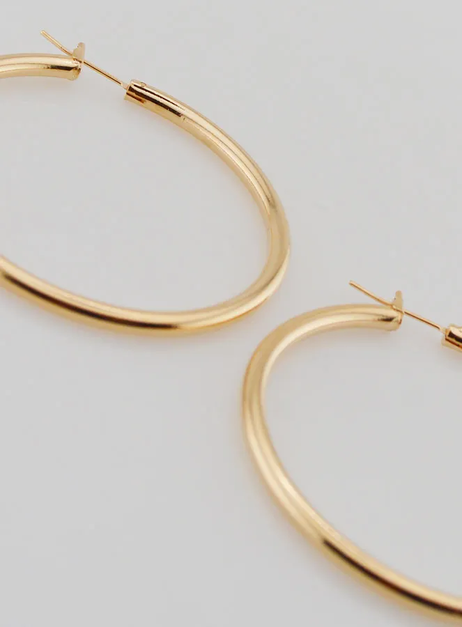 Creole Earrings 3mm Gold Plated - 50mm (pic 3)