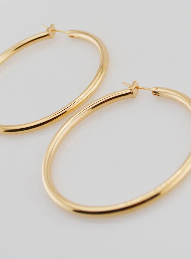 Creole Earrings 3mm Gold Plated - 50mm (pic 4)