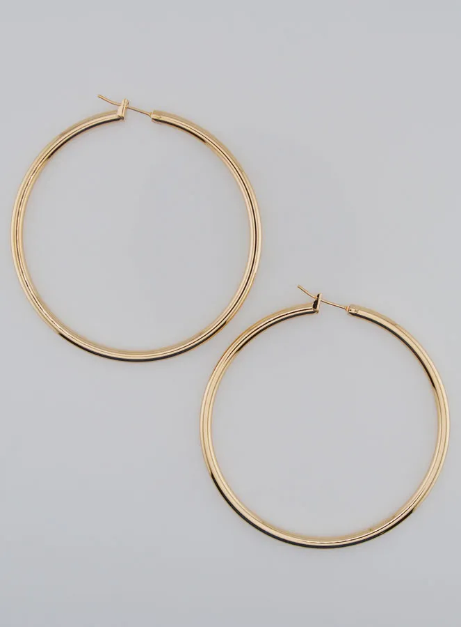 Creole Earrings 3mm Gold Plated  - 60mm (pic 1)