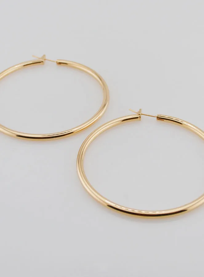 Creole Earrings 3mm Gold Plated  - 60mm (pic 2)