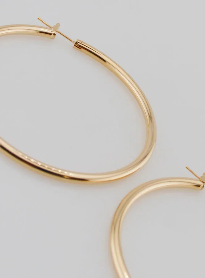 Creole Earrings 3mm Gold Plated  - 60mm (pic 3)