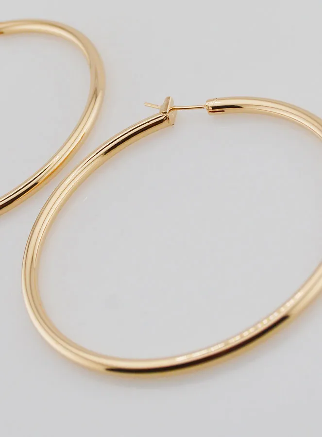 Creole Earrings 3mm Gold Plated  - 60mm (pic 4)