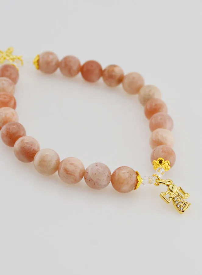 Sunstone Bracelet 8mm - Angel and Cross (pic 4)