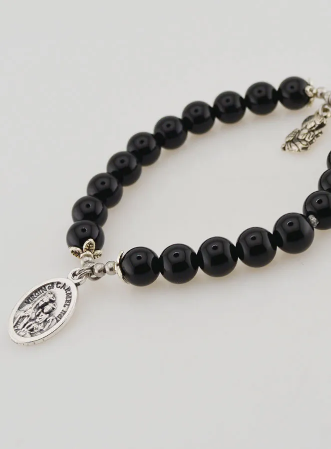Bracelet Black Agate 8mm - Our Lady of Mount Carmel (pic 3)
