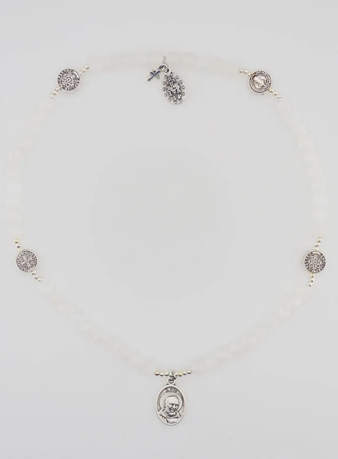 Moonstone Rosary - Saint Benedict and Father Pio (pic 1)