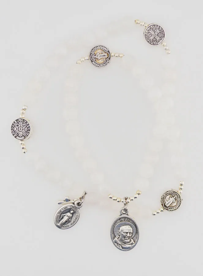 Moonstone Rosary - Saint Benedict and Father Pio (pic 2)