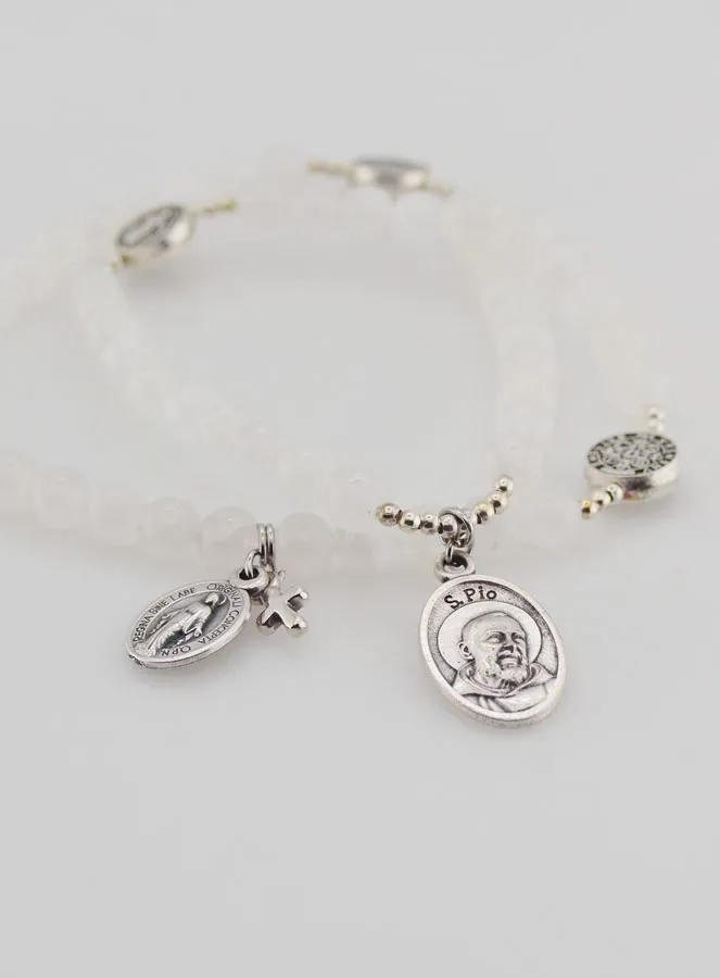 Moonstone Rosary Bracelet – St Benedict and Father Pio (pic 2)