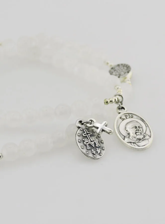 Moonstone Rosary Bracelet – St Benedict and Father Pio (pic 4)