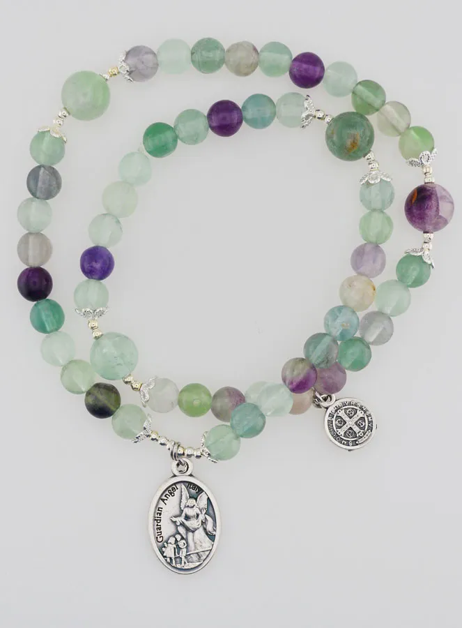 Fluorite Stone Rosary - Saint Michael and Saint Benedict (pic 2)
