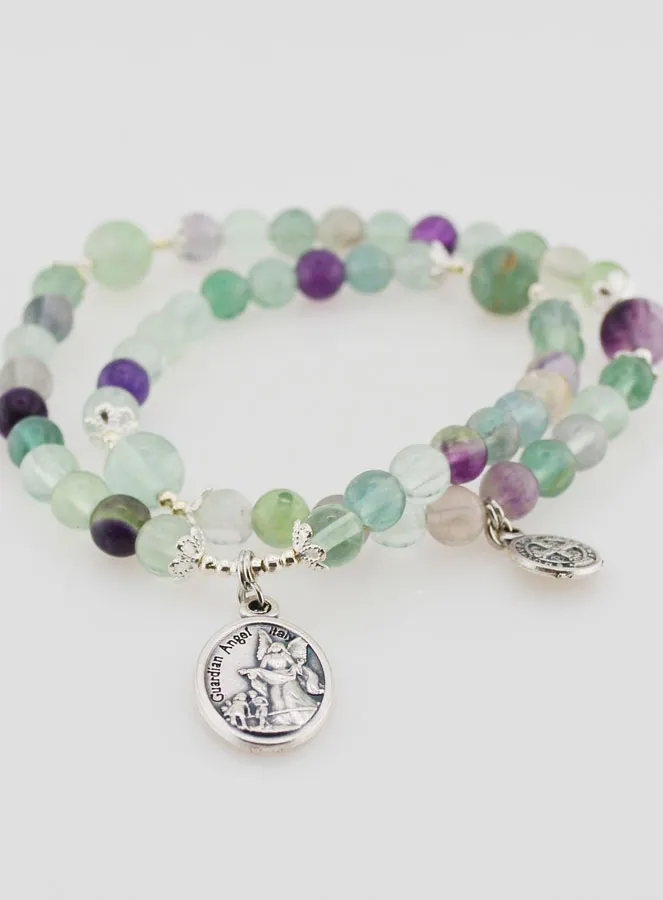 Fluorite Stone Rosary - Saint Michael and Saint Benedict (pic 3)