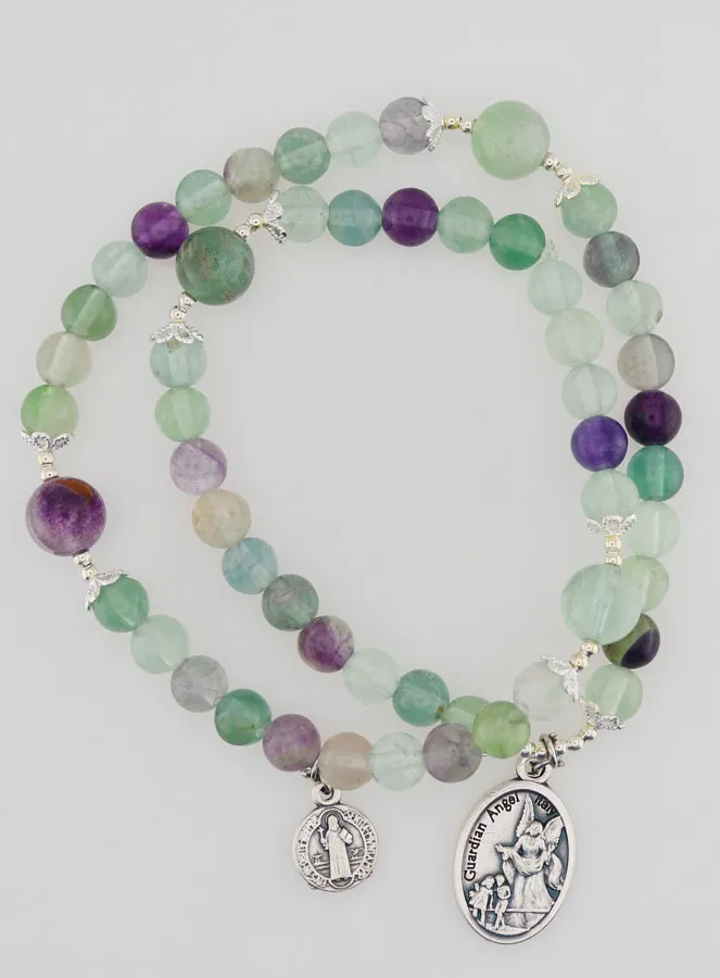 Fluorite Rosary Bracelet - Saint Michael and Saint Benedict (pic 2)