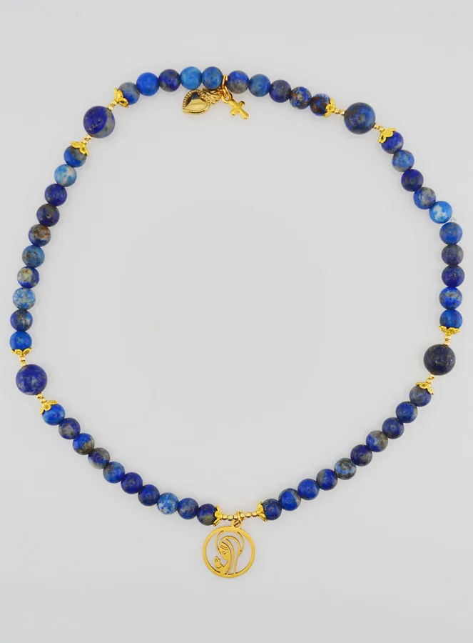 Lapis Lazuli Rosary - Virgin Mary and Ex Voto (pic 1)