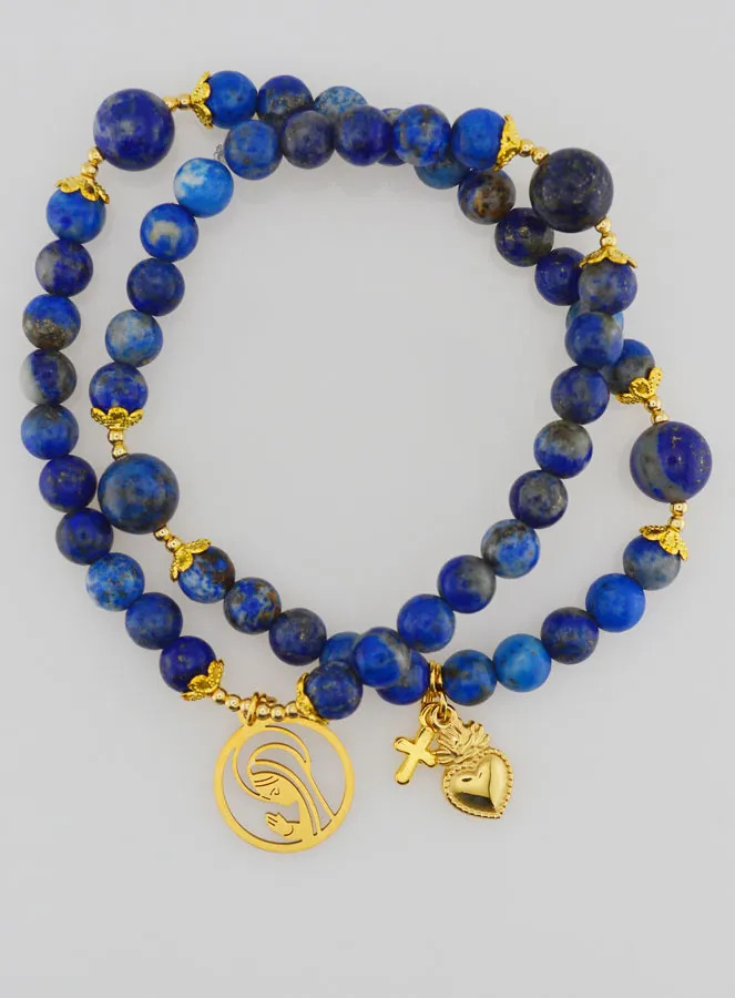 Lapis Lazuli Rosary - Virgin Mary and Ex Voto (pic 2)