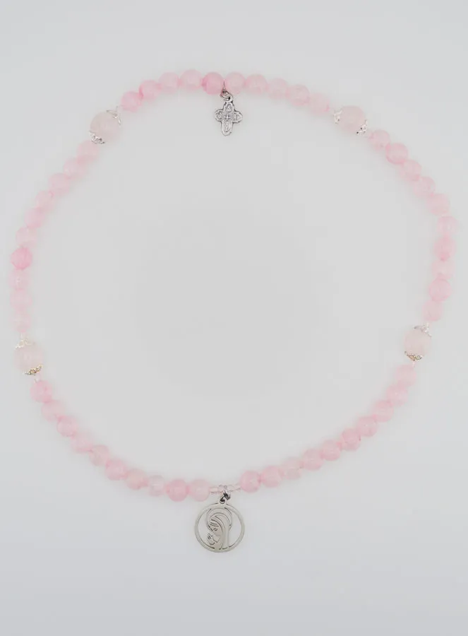 Rose Quartz Rosary - Virgin Mary and Holy Trinity (pic 1)