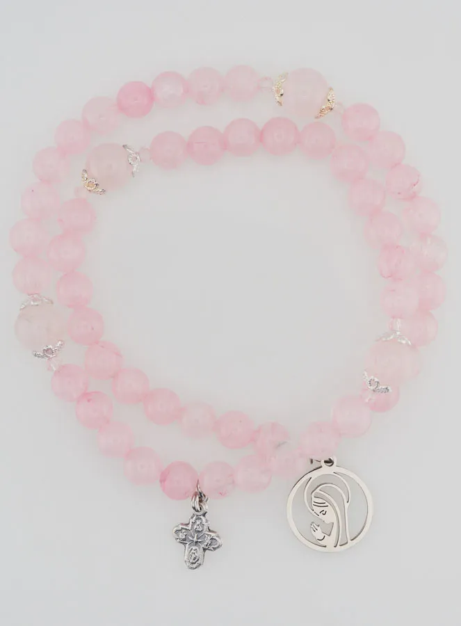 Rose Quartz Rosary - Virgin Mary and Holy Trinity (pic 2)