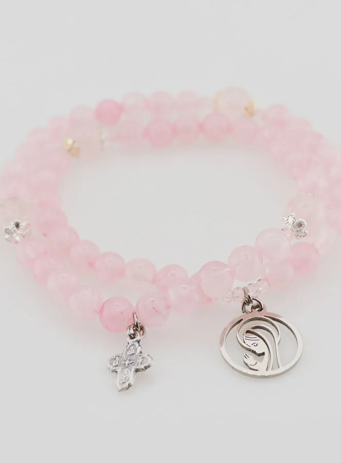 Rose Quartz Rosary - Virgin Mary and Holy Trinity (pic 3)