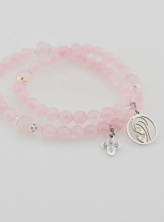Rose Quartz Rosary - Virgin Mary and Holy Trinity (pic 4)