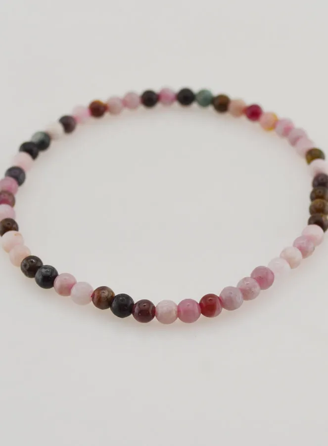 Gemstone Bracelet Multicoloured Tourmaline - 4mm (pic 2)
