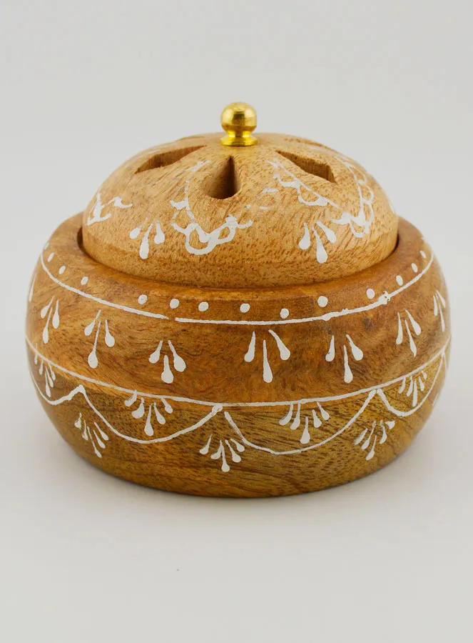 Handcrafted Wooden Incense Burner - 10cm (pic 1)