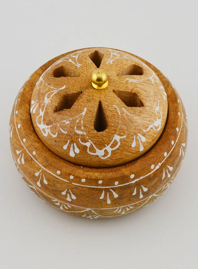 Handcrafted Wooden Incense Burner - 10cm (pic 3)