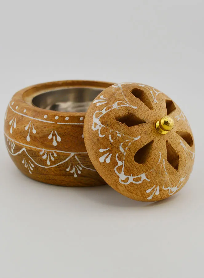 Handcrafted Wooden Incense Burner - 10cm (pic 4)