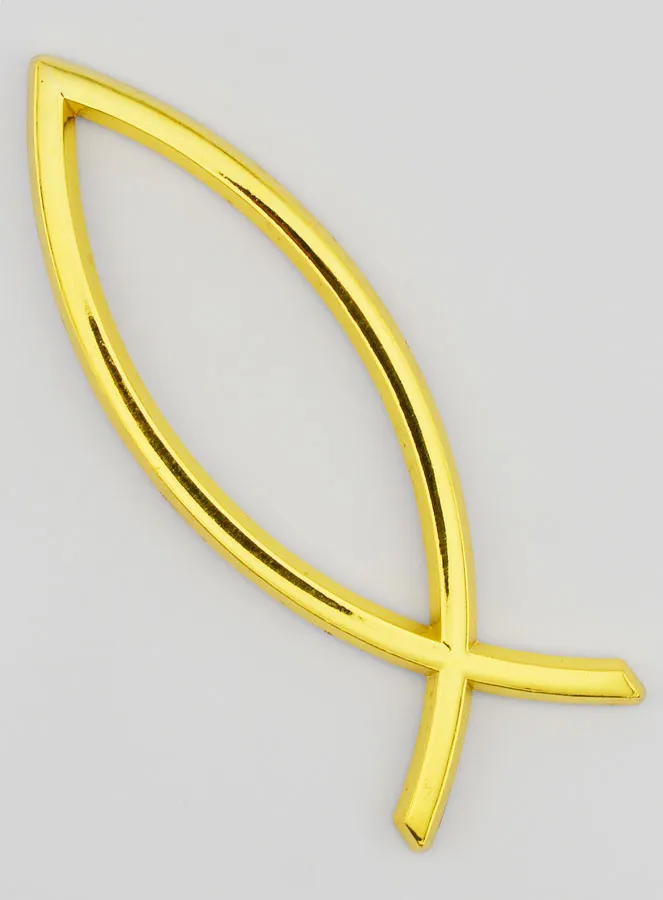 Car Badge Christian Fish Ichtus Golden - 14 cm (pic 1)