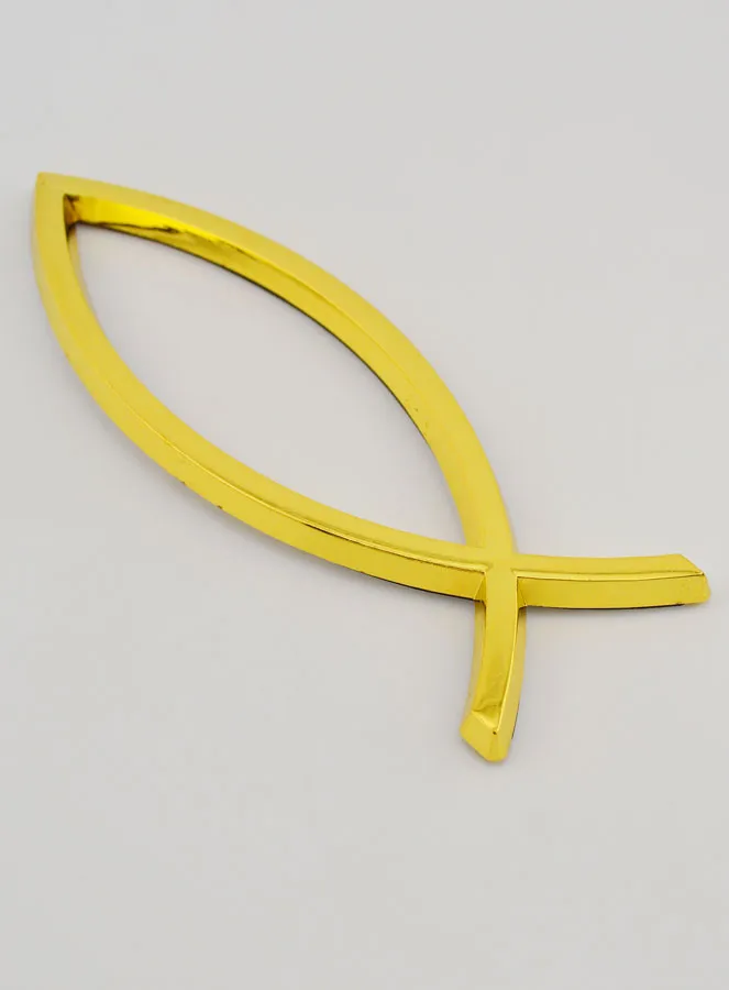 Car Badge Christian Fish Ichtus Golden - 14 cm (pic 2)