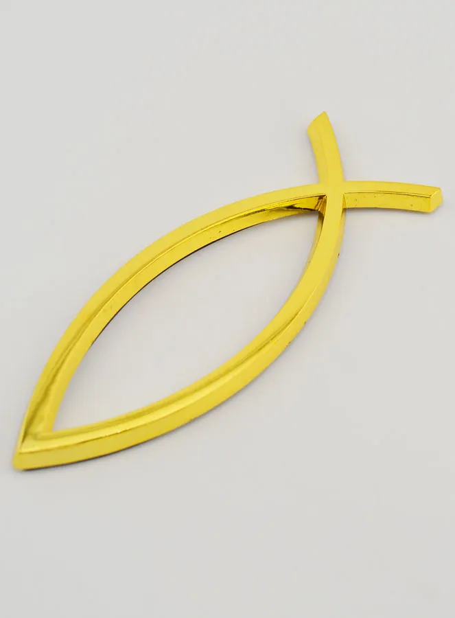 Car Badge Christian Fish Ichtus Golden - 14 cm (pic 3)