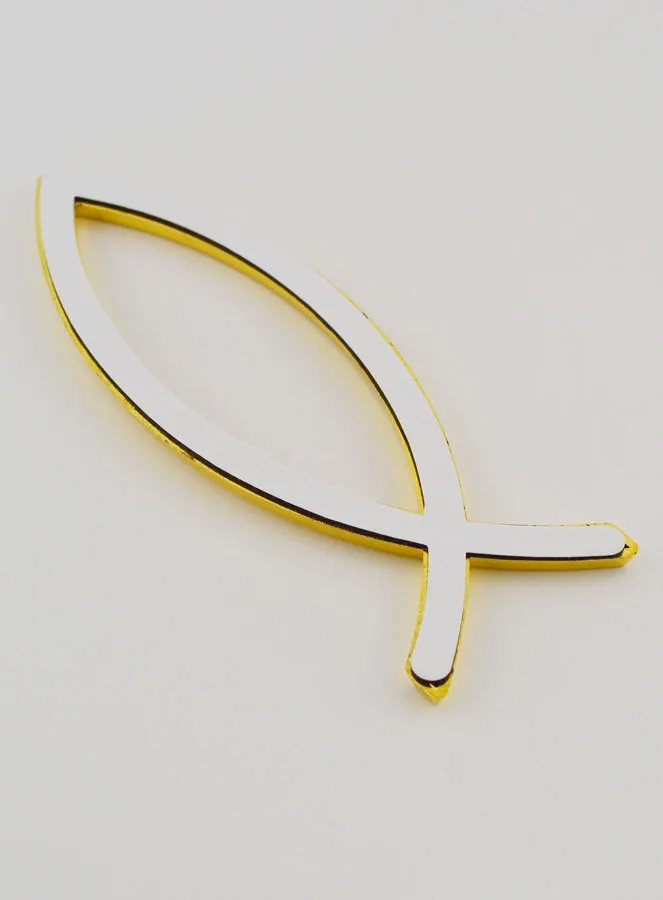 Car Badge Christian Fish Ichtus Golden - 14 cm (pic 4)