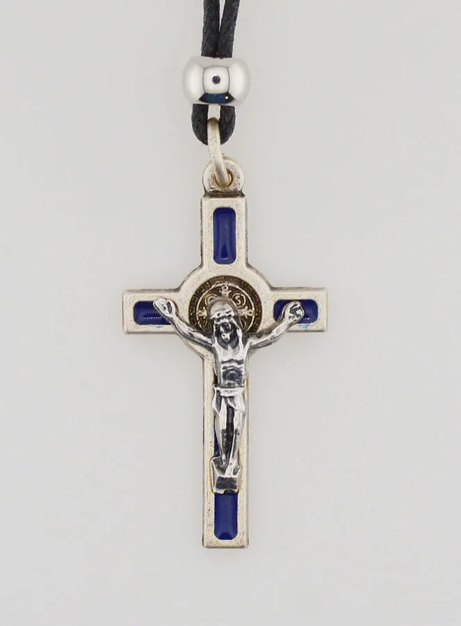 Religious Necklace Saint Benedict's Cross - Blue (pic 1)