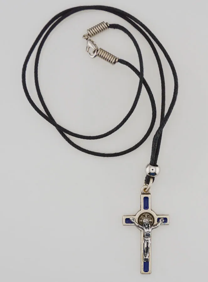 Religious Necklace Saint Benedict's Cross - Blue (pic 2)